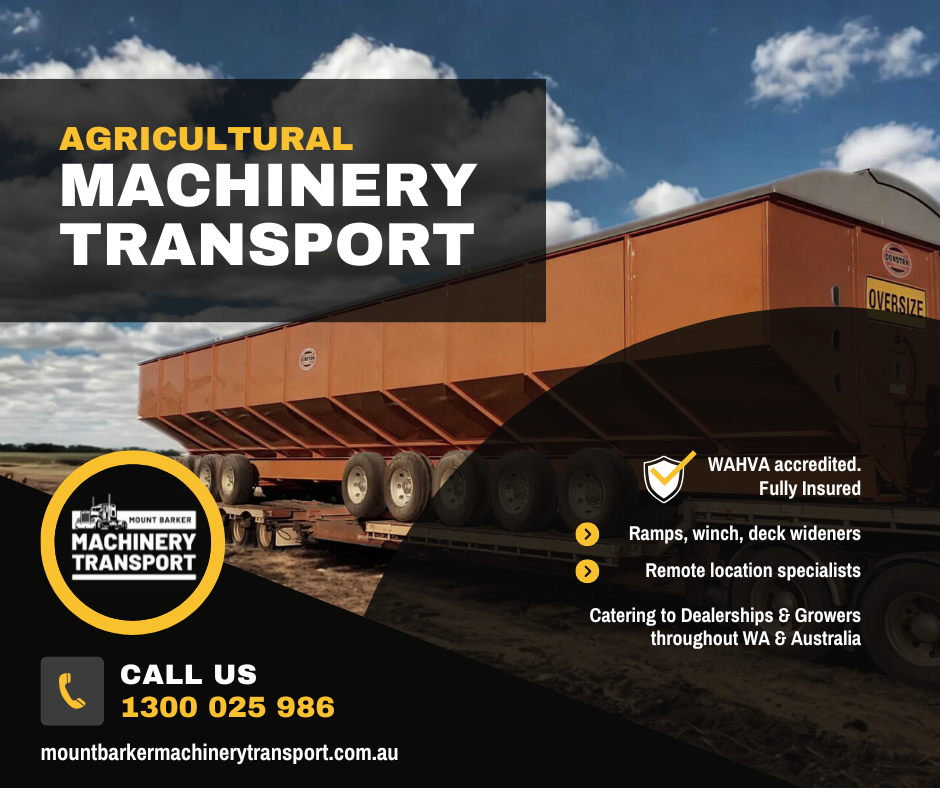 Need to transport agricultural equipment throughout the state of Western Australia or back to the eastern states. Mt Barker machinery transport is your trusted Agricultural equipment carrier.